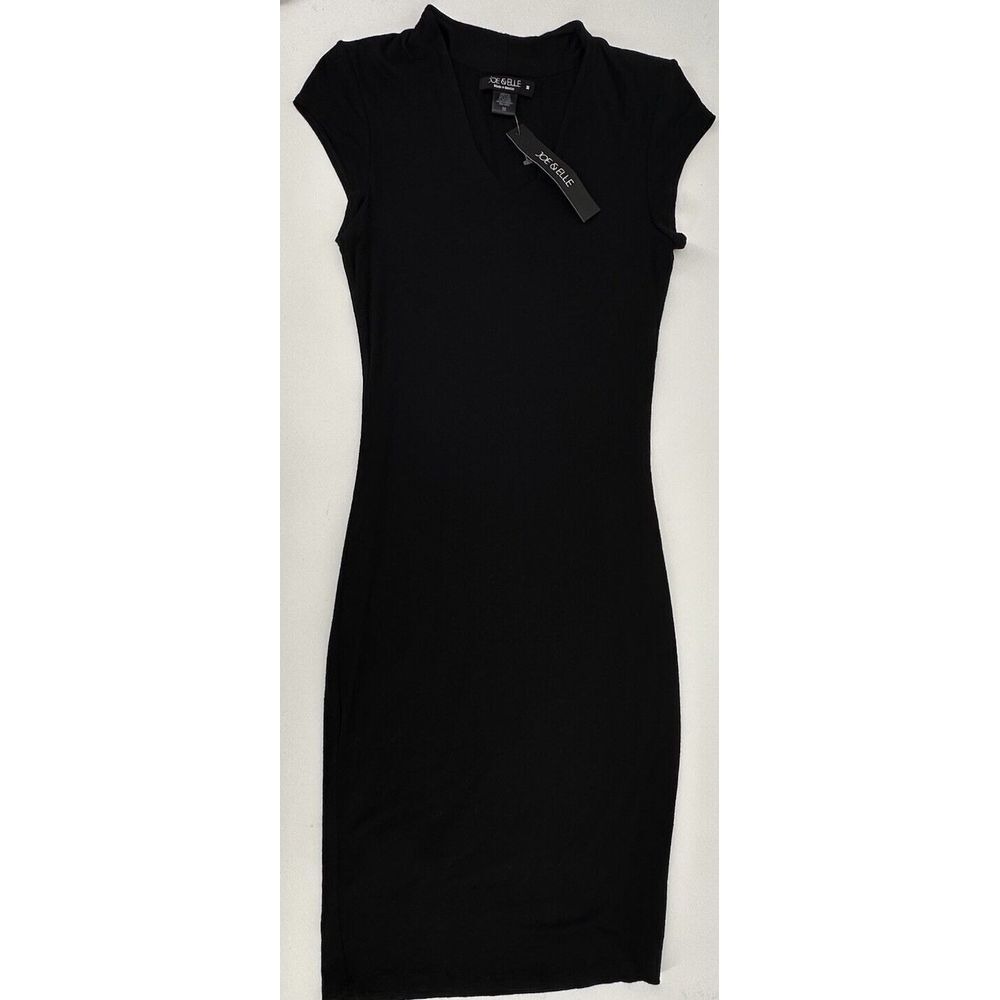 JOE & ELLE Medium Bodycon Cap Sleeve High Neck Black Stretchy Cocktail Dress NWT
